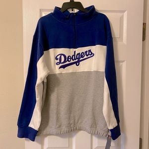 Womens Plus Size Dodgers Pullover Quarter Zip Sweatshirt 1X